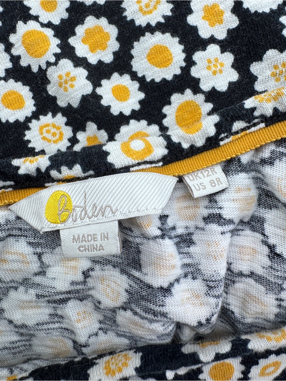 Boden Black Midi Dress with Cream Daisy Print 8 - Picture 12 of 13